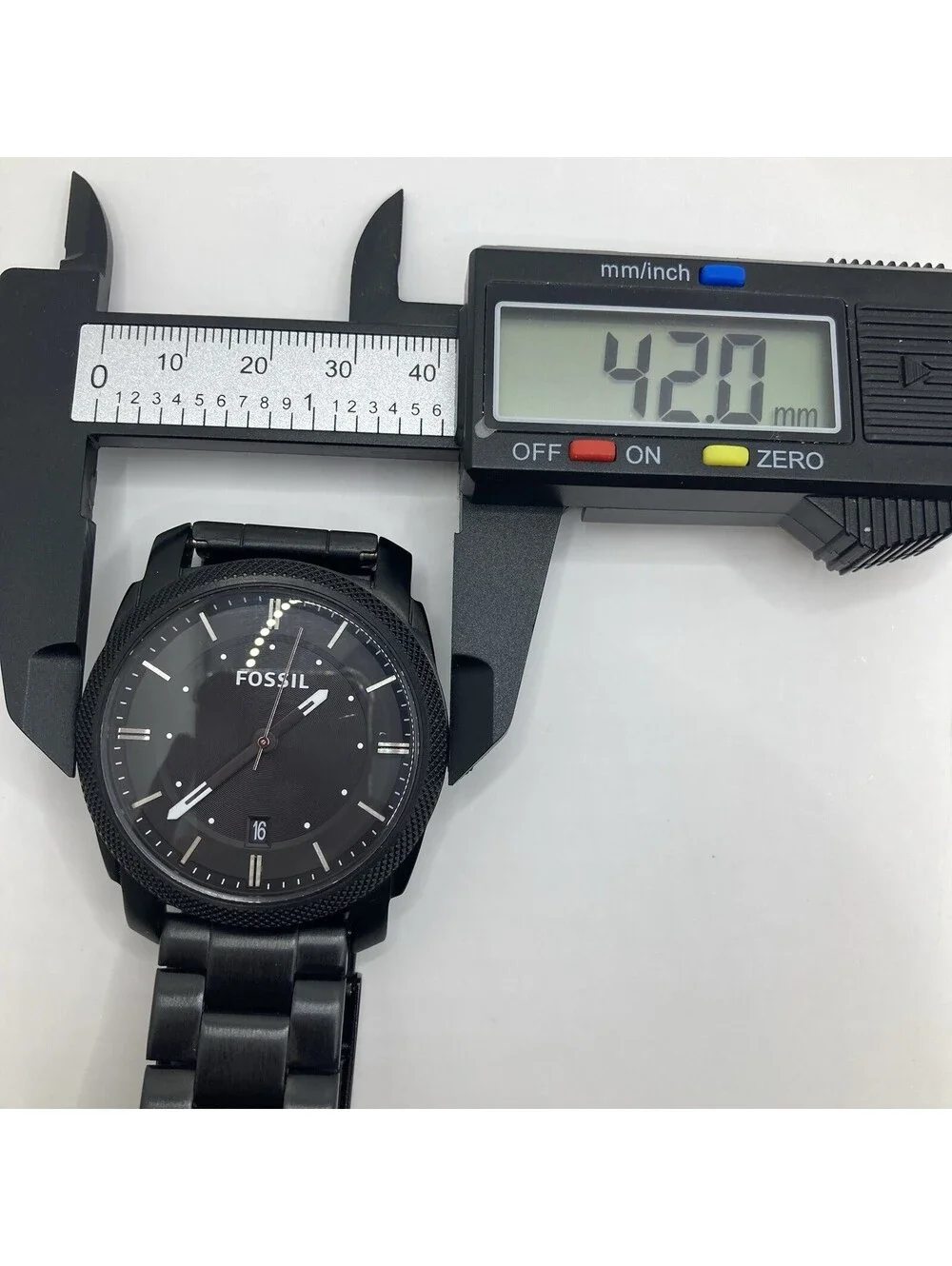 Men’s Fossil Machine FS4775 Black Stainless Steel Watch Date 42mm New Battery